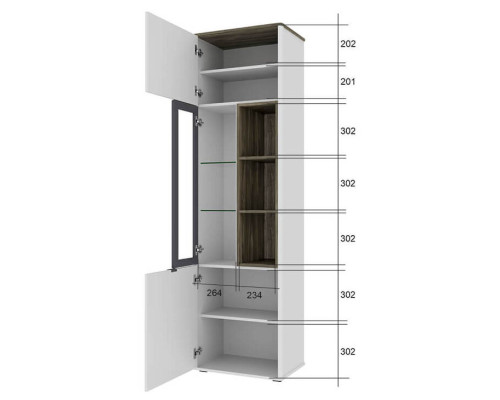 Симпл Шкаф с витриной 1V2D3N