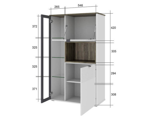 Симпл Шкаф с витриной 1V2DN