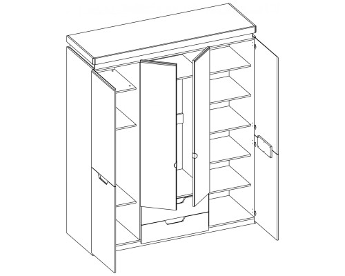 Торино шкаф для одежды 4DG2S Z с зеркалом