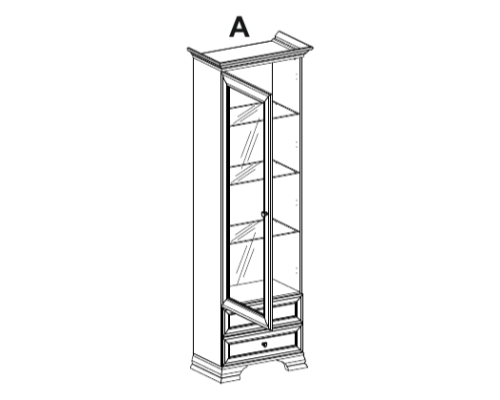 Тиффани Белый Шкаф с витриной 1V2S